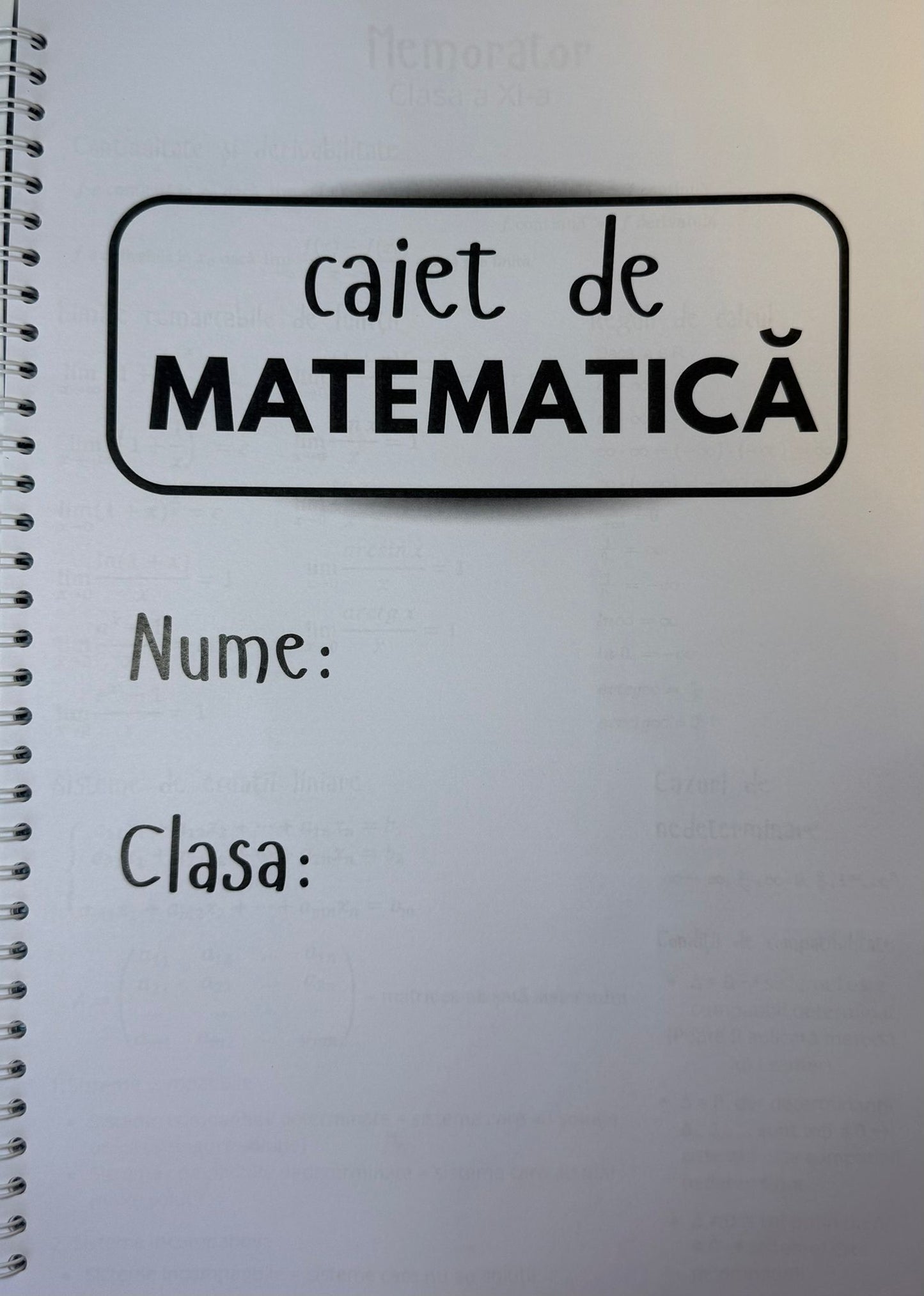 Caiet clasa a XI-a 50 file (cu formule)