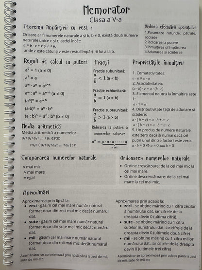Caiet clasele V - VIII 50 file (cu formule)
