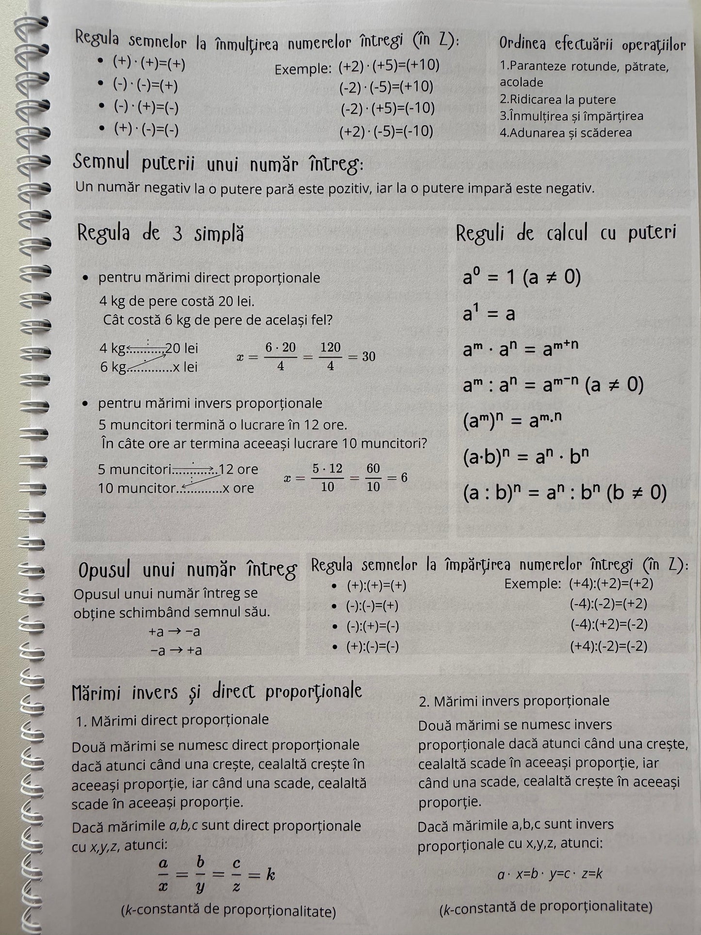 Caiet Clasa a VI-a 50 file (cu formule)
