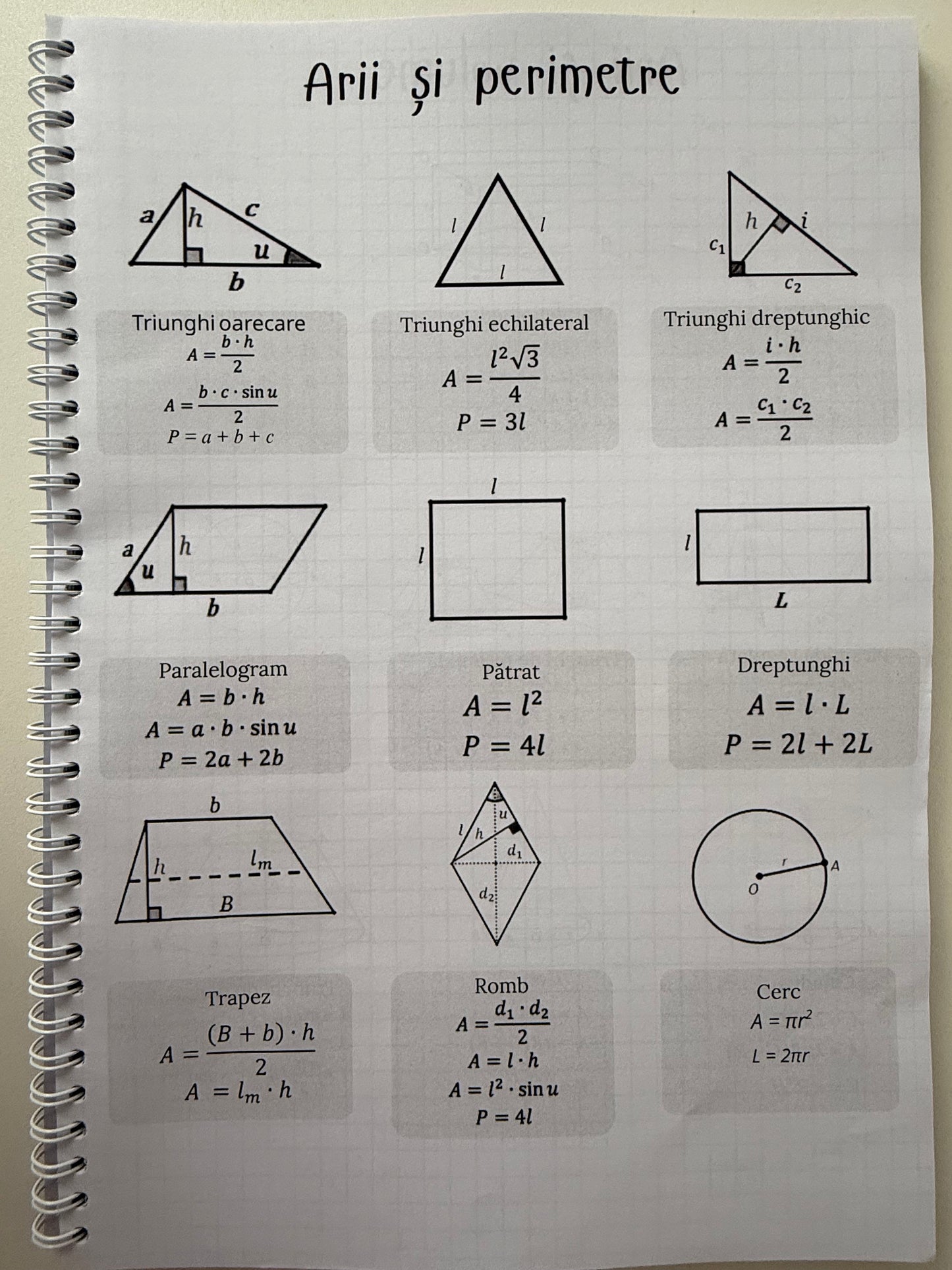 Caiet clasa a VIII-a 50 file (cu formule)