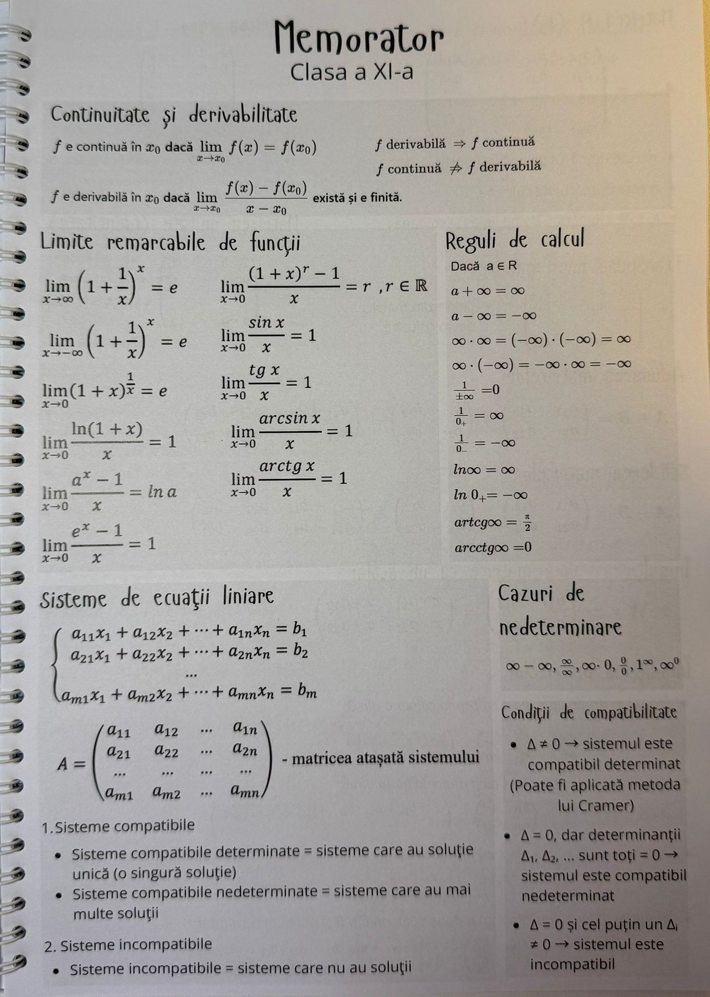 Caiet clasele IX - XII 50 file (cu formule)