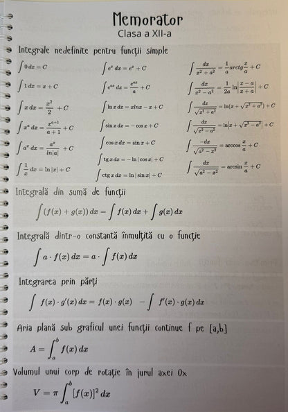 Caiet clasele IX - XII 50 file (cu formule)