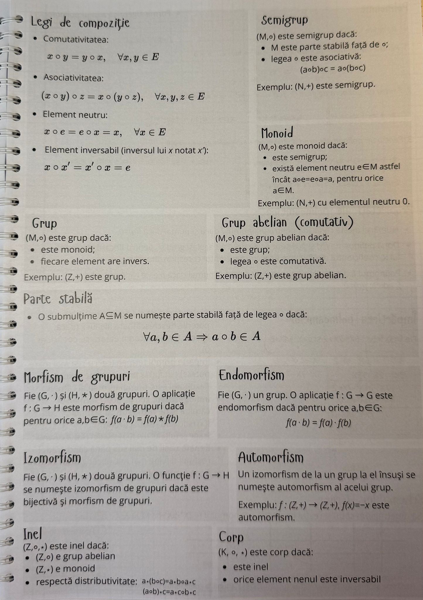 Caiet clasa a XII-a 50 file (cu formule)