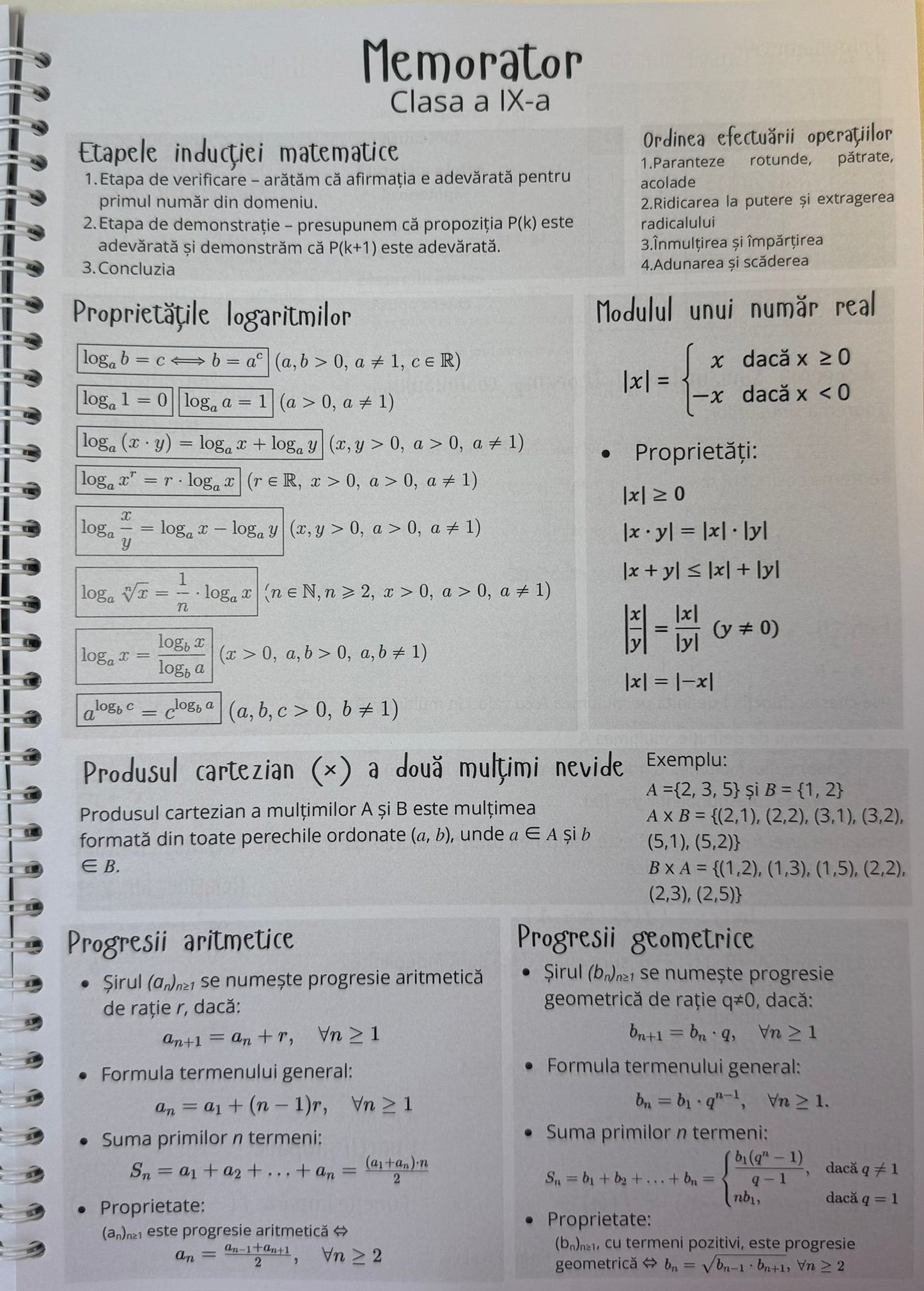 Caiet clasele IX - XII 50 file (cu formule)
