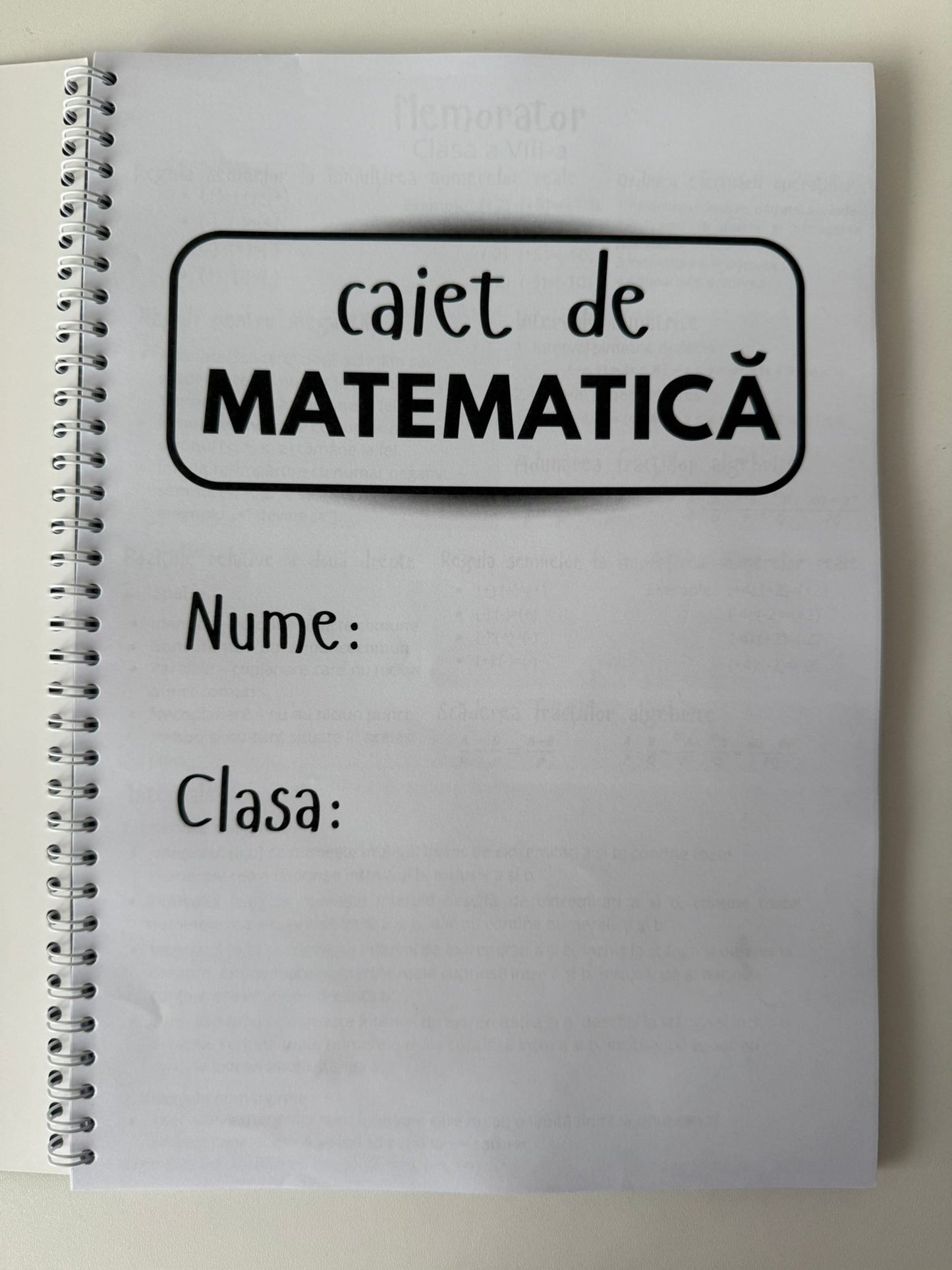 Caiet clasele V - VIII 50 file (cu formule)