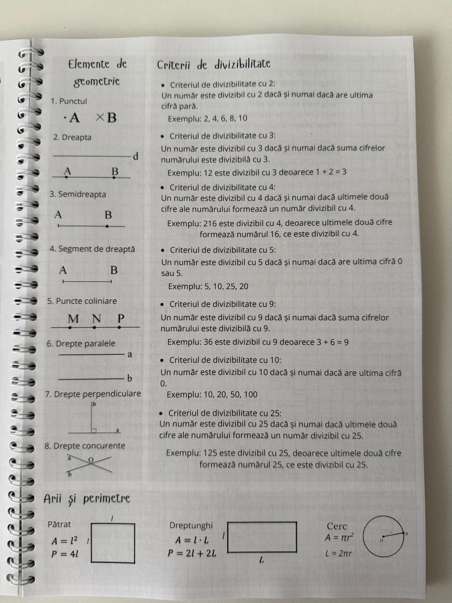 Caiet clasa a V-a 50 file (cu formule)