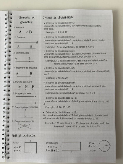 Caiet clasa a V-a 50 file (cu formule)